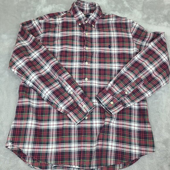 Ralph Lauren Mens Size XL The‎ Big Oxford Red Plaid Button Up 100% Cotton Shirt - Picture 1 of 6